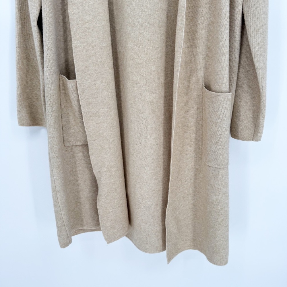 NWT Mystree Minimalist Neutral Longline Knit Hooded Open Cardigan Large - Picture 4 of 11